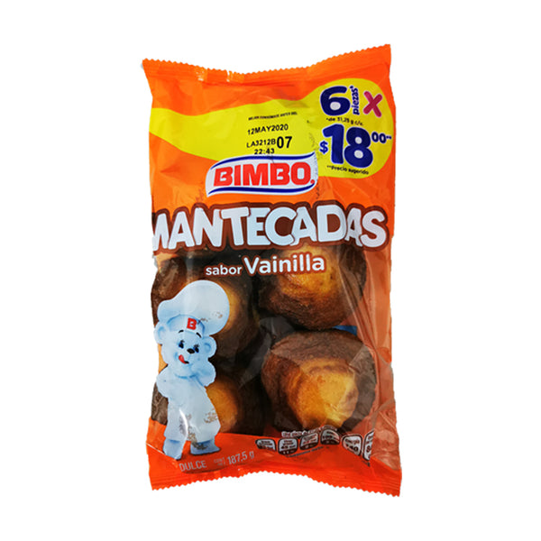 Mantecadas sabor vainilla 6 pzas 187.5 gr