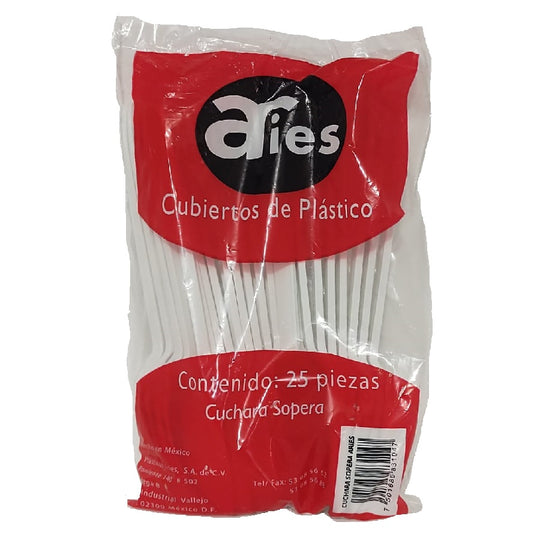 Cuchara Sopera de Plastico 25 piezas Aries