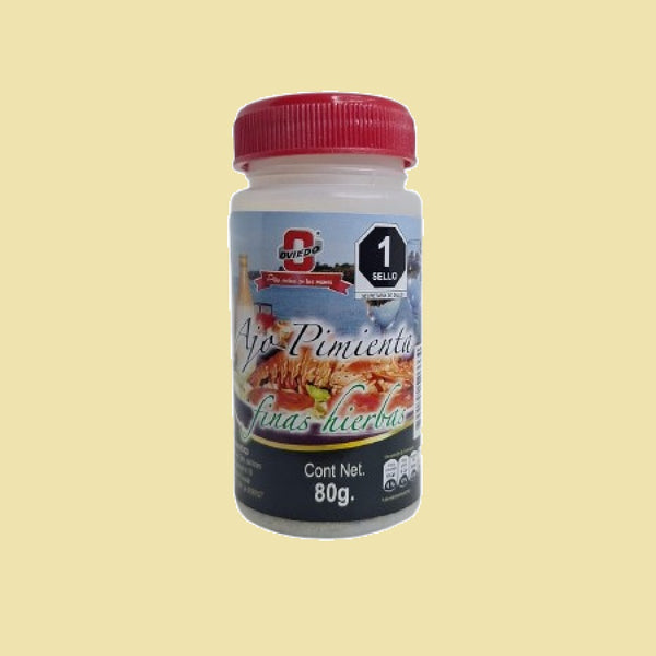 Sazonador ajo pimienta Finas hierbas Oviedo 80g
