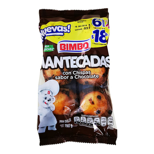 Mantecadas con chispas sabor a chocolate 190 gr